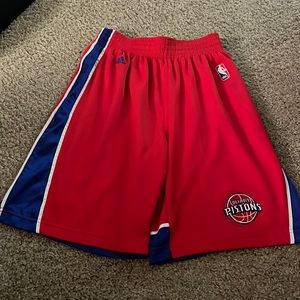 Red Adidas Detroit Pistons Basketball Shorts